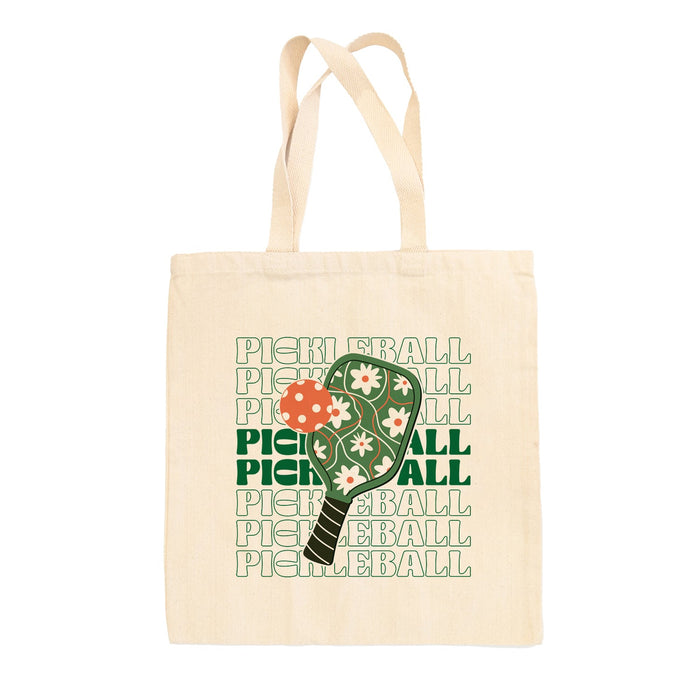 Pickleball Floral Repeated Tote Bag Ivy + Cloth
