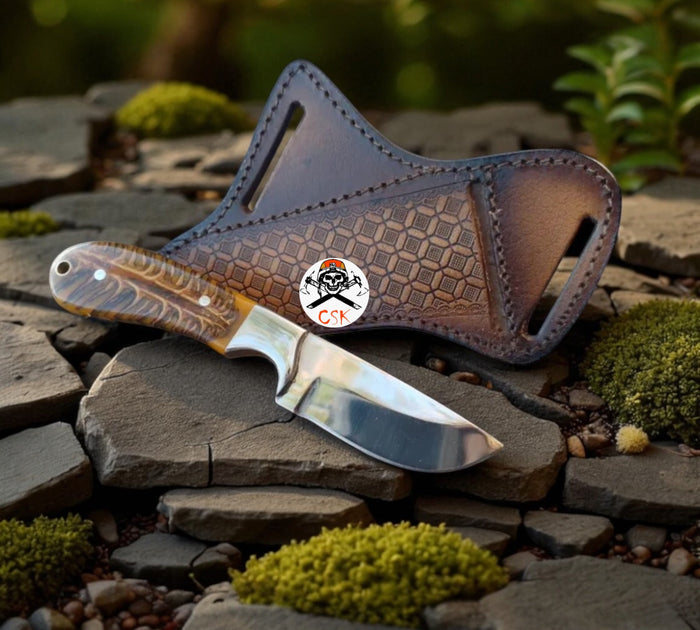 Pine-Cone Grip Cowboy Knife with Western Belt Sheath cskforged