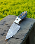 Pinecone Resin Damascus Steel Knife Handmade Collector’s Blade cskforged