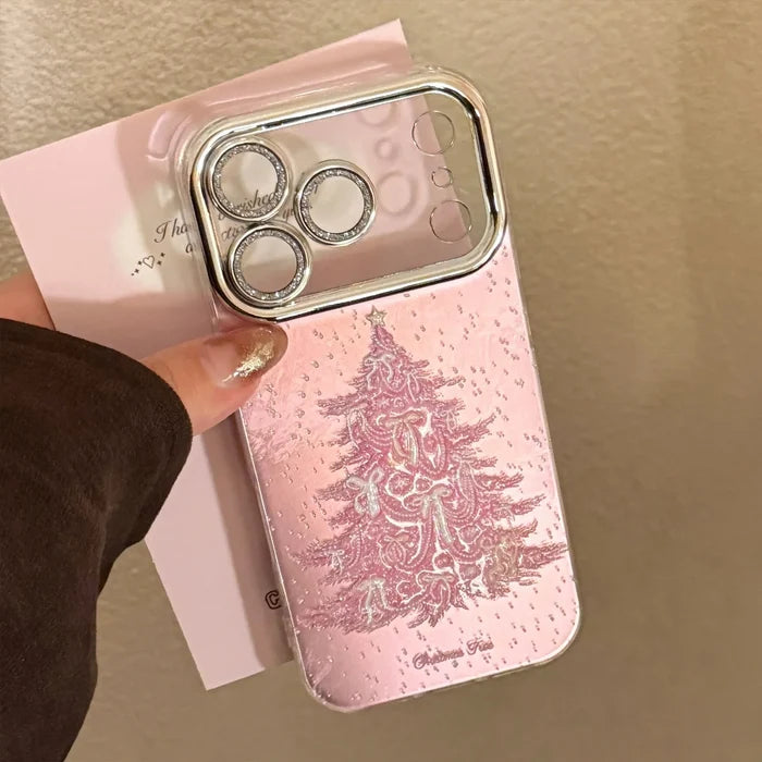 Pink Christmas Tree Glitter With Chain Phone Case For iPhone PhoneShells