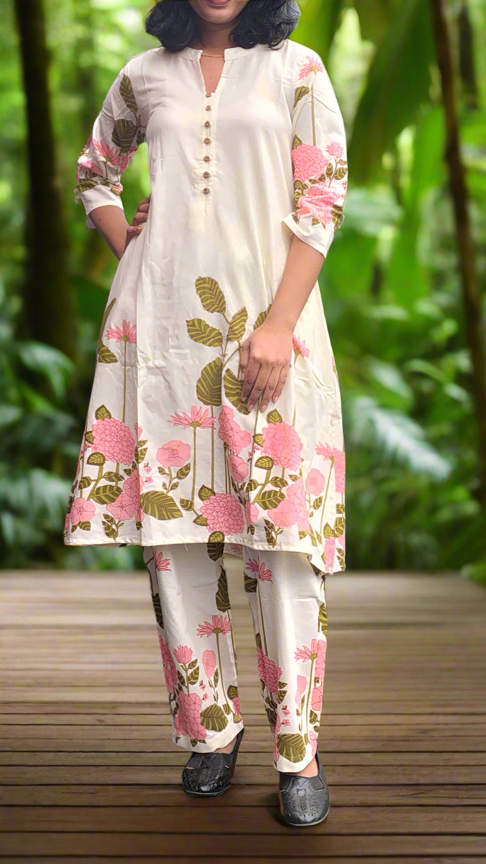 Pink floral printed co-ords set in cotton fabric MBS-586 *** ready to dispatch*** **last piece clearance sale**