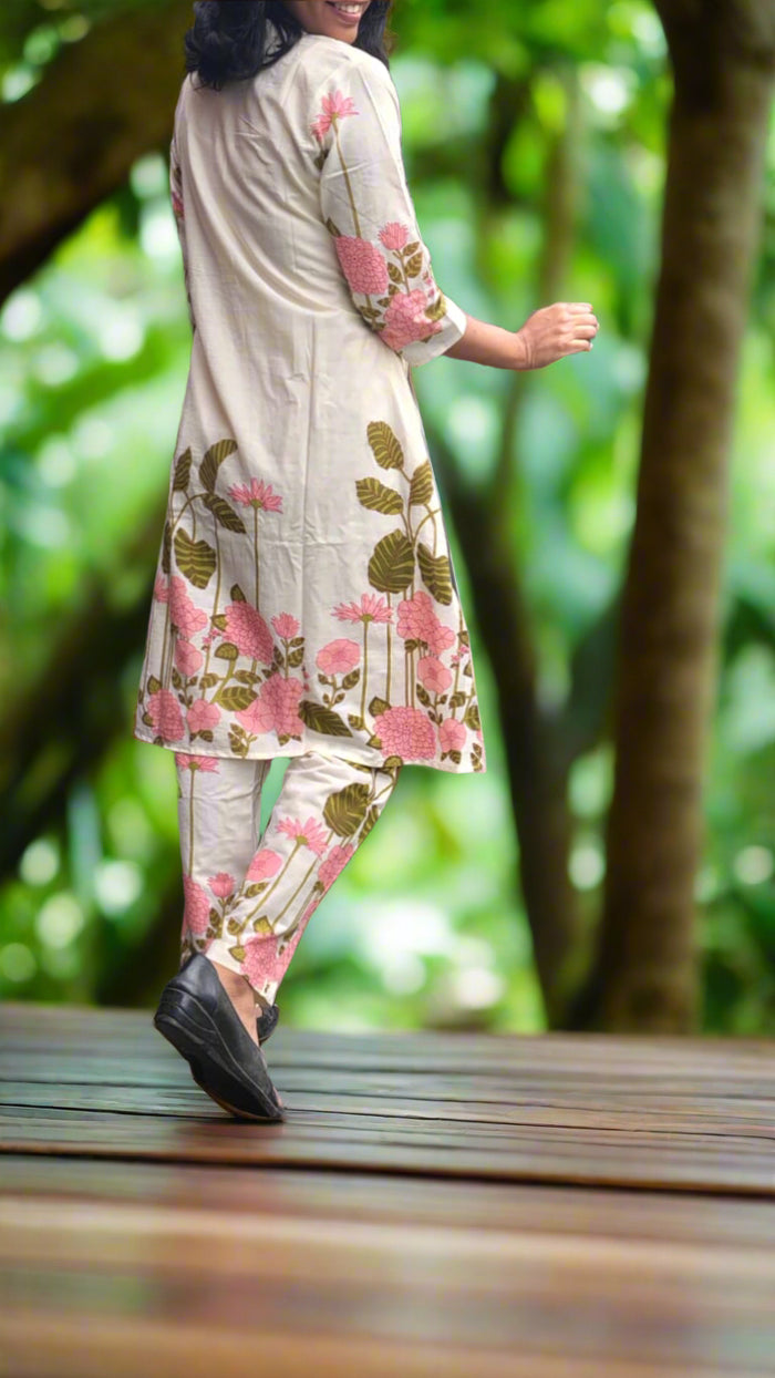 Pink floral printed co-ords set in cotton fabric MBS-586 *** ready to dispatch*** **last piece clearance sale**
