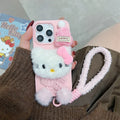 Pink Hello Kitty Fur Fluffy Cute Wrist Strap Phone Case PhoneShells