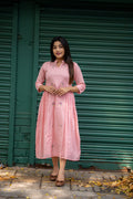 Pink shaded soft mul cotton kurti with floral embroidery deatilings along with side gathers MBS-531 **Ready to dispatch**