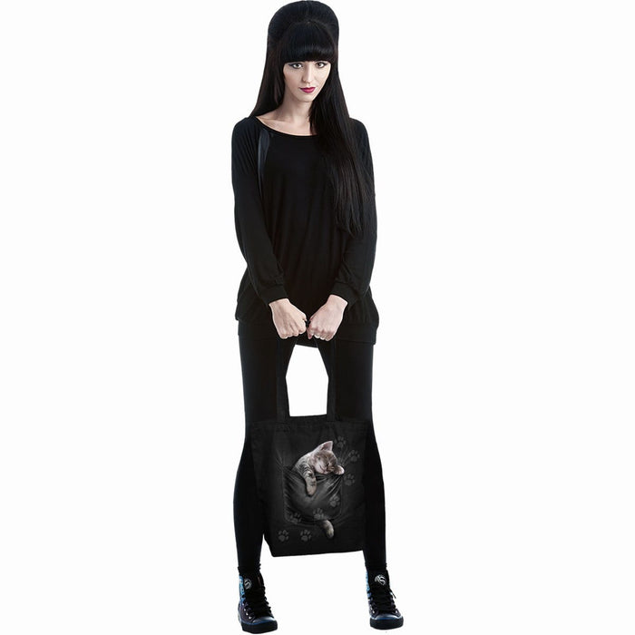 POCKET KITTEN - Bag 4 Life - Canvas 80z Long Handle Tote Bag Spiral USA
