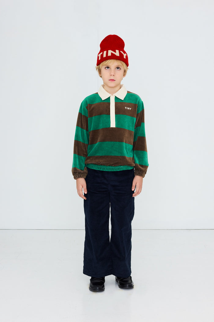 Polo Sweatshirt (Green Stripes)