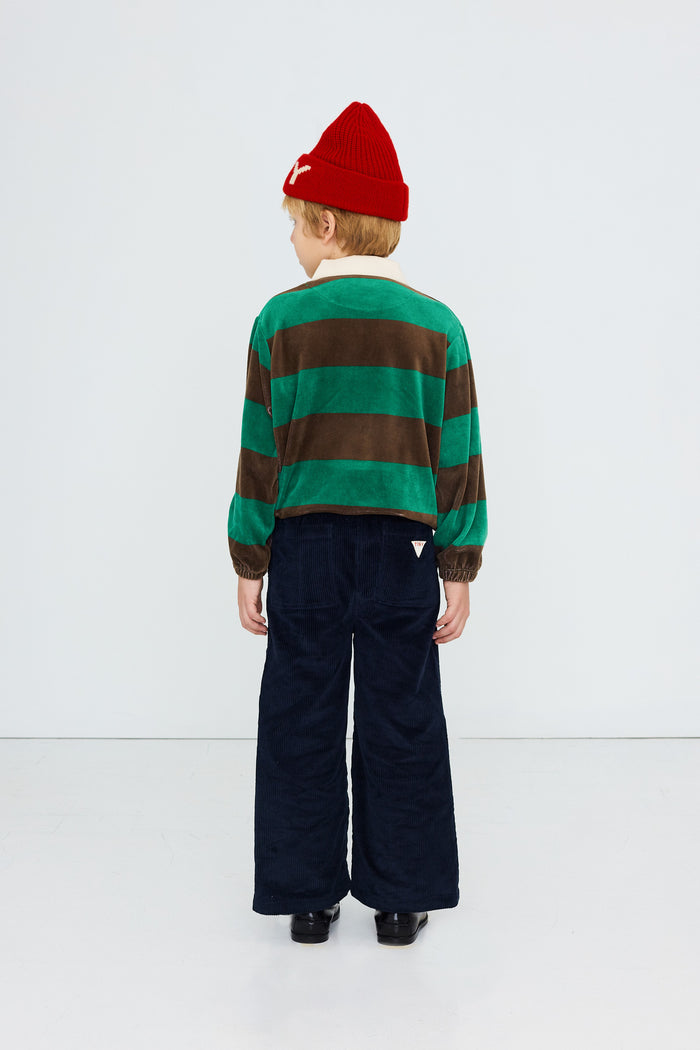 Polo Sweatshirt (Green Stripes)
