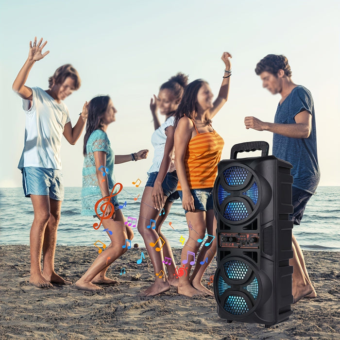 Portable Bluetooth Speaker with Subwoofer Bass, Dual 6.5" LED Woofers and Microphone DailySale