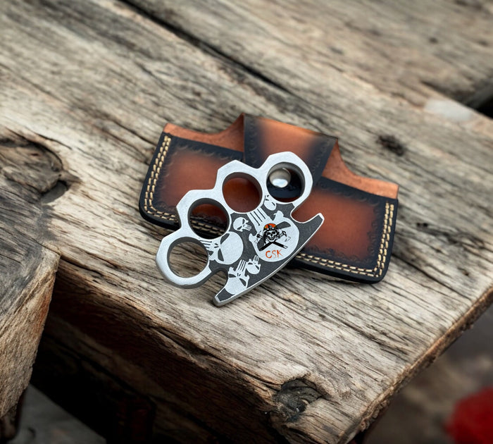Punisher Skull Knuckle With Leather Case cskforged