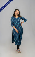 Pure cotton floral printed kurti in blue indigo shade MBS-323 **Ready to dispatch** **last piece clearance sale**