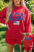 Racing Red Mock Neck Reversible USA/America Graphic Sweatshirt Shewin
