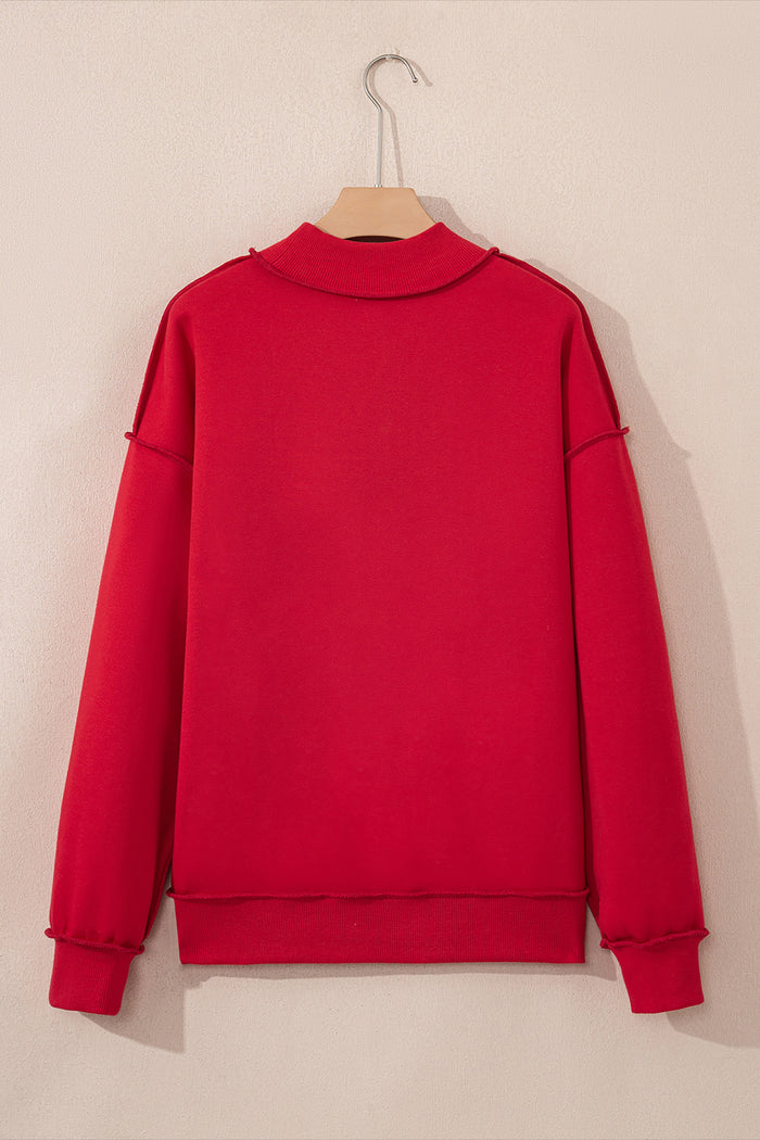 Racing Red Mock Neck Reversible USA/America Graphic Sweatshirt Shewin