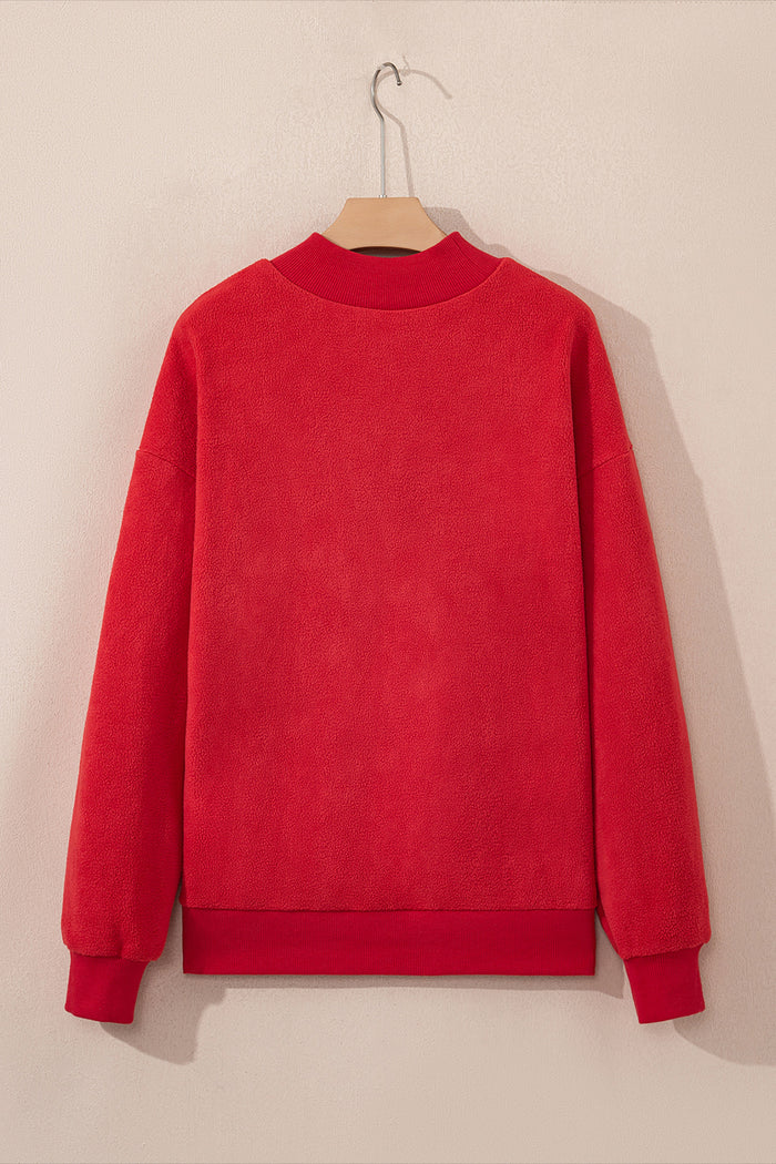 Racing Red Mock Neck Reversible USA/America Graphic Sweatshirt Shewin