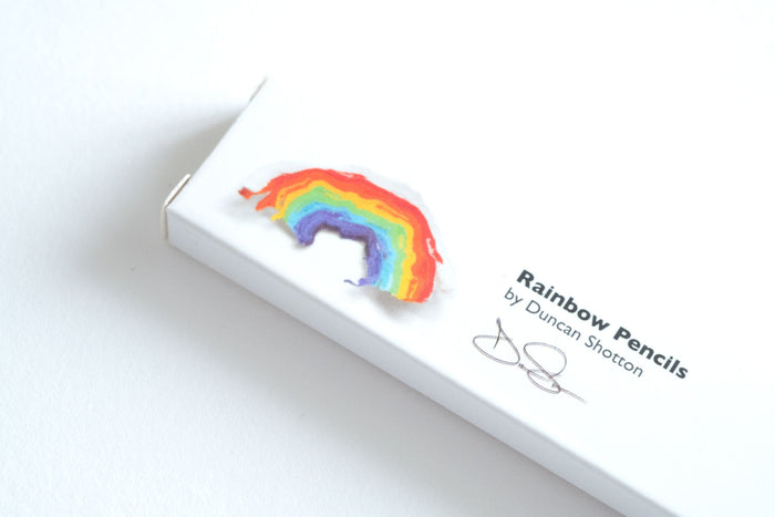 Rainbow pencils in their box
