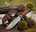 Rambo Bowie Knife with Exotic Rosewood & Stacked Leather Handle cskforged