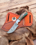 Ranch Cowboy Hunting Knife with Green Epoxy Pine Cone Resin Handle cskforged