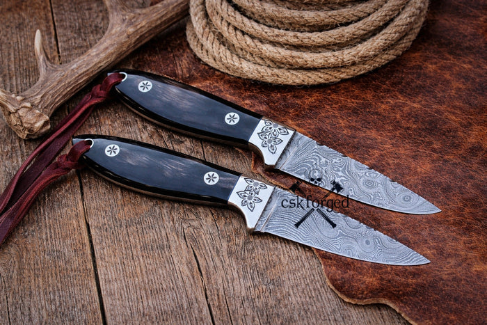 Rancher Buckaroo Knifes Collection – 3” Damascus Blade with Belt Sheath cskforged