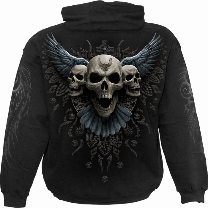 RAVEN SKULL - Hoody Black Spiral USA