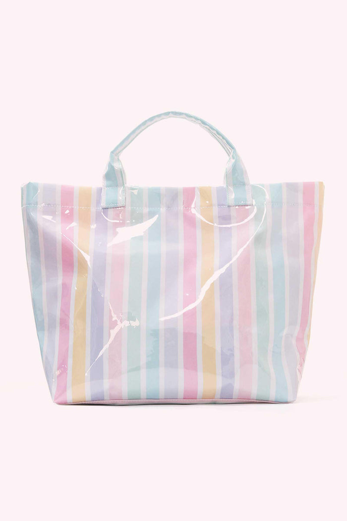 Red Glossy Striped Vinyl Large Tote Bag (Color Varied) Shewin