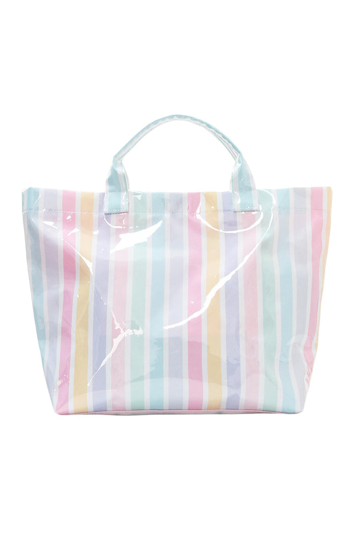 Red Glossy Striped Vinyl Large Tote Bag (Color Varied) Shewin