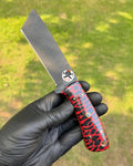 Red Viper Tanto - Custom Knife with Textured Resin Handle & Satin Blade cskforged