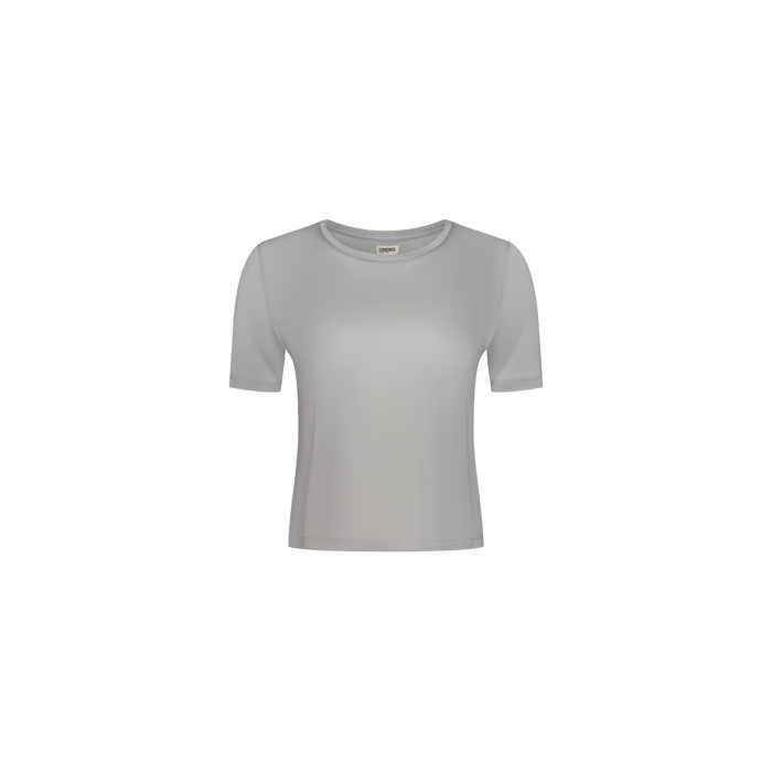 The Remy Tee, a plain light gray short-sleeve t-shirt made from micro modal jersey, is displayed on a white background and features a relaxed fit perfect for an effortless off-duty look.