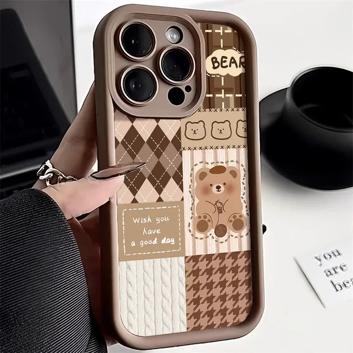Retro Cute Bear Silicone Phone Case PhoneShells