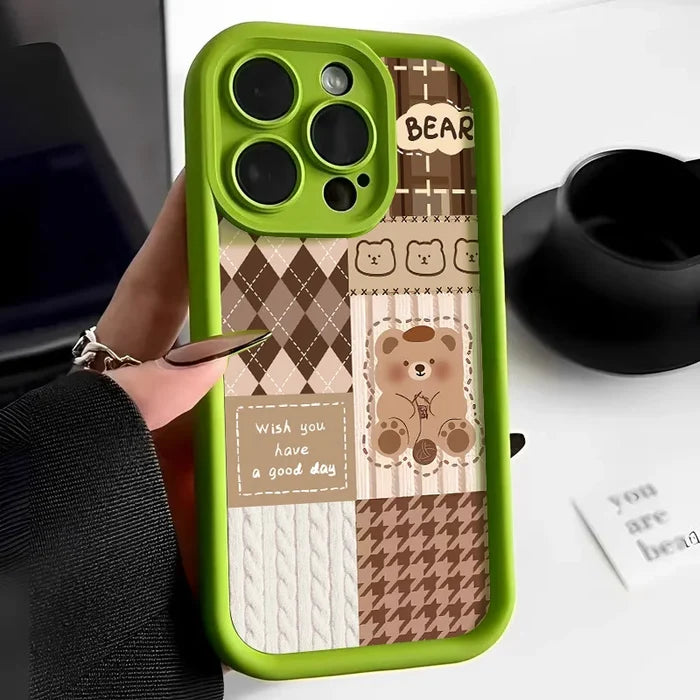 Retro Cute Bear Silicone Phone Case PhoneShells