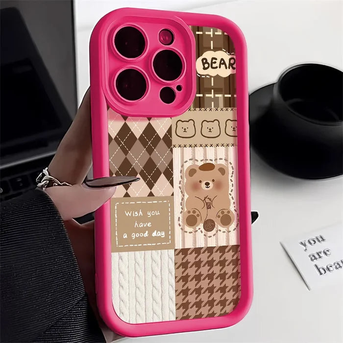 Retro Cute Bear Silicone Phone Case PhoneShells