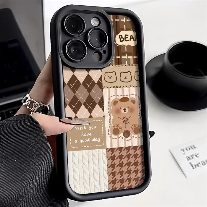 Retro Cute Bear Silicone Phone Case PhoneShells