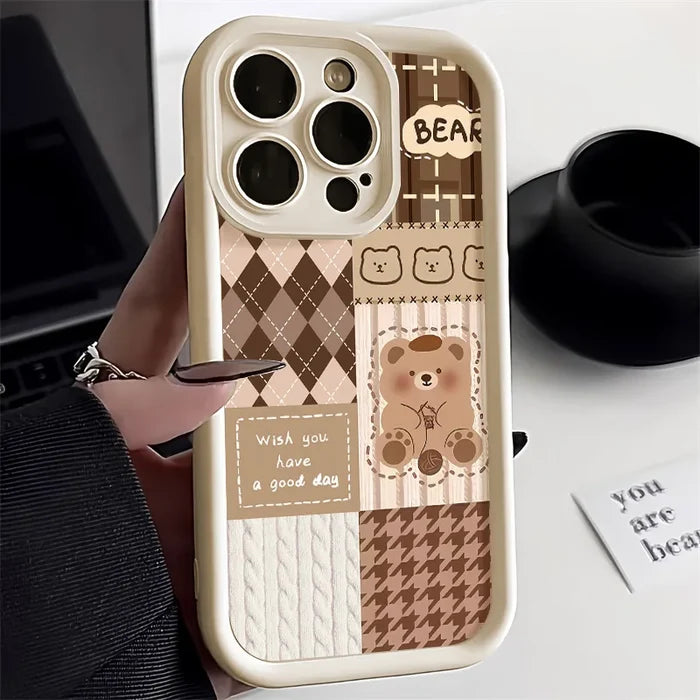 Retro Cute Bear Silicone Phone Case PhoneShells