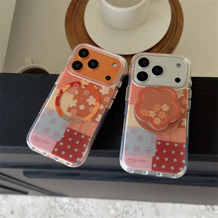 Retro Flower Cute Magnetic Phone Case For iPhone PhoneShells