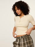 Ribbed Henley Tee Bone