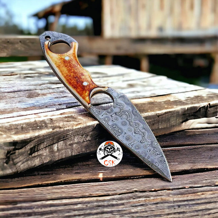RingTail Hunting Knife – Tinted Camel Bone Handle – Full Tang – Ultimate Outdoor Companion-Knife cskforged