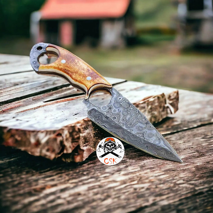 RingTail Hunting Knife – Tinted Camel Bone Handle – Full Tang – Ultimate Outdoor Companion-Knife cskforged