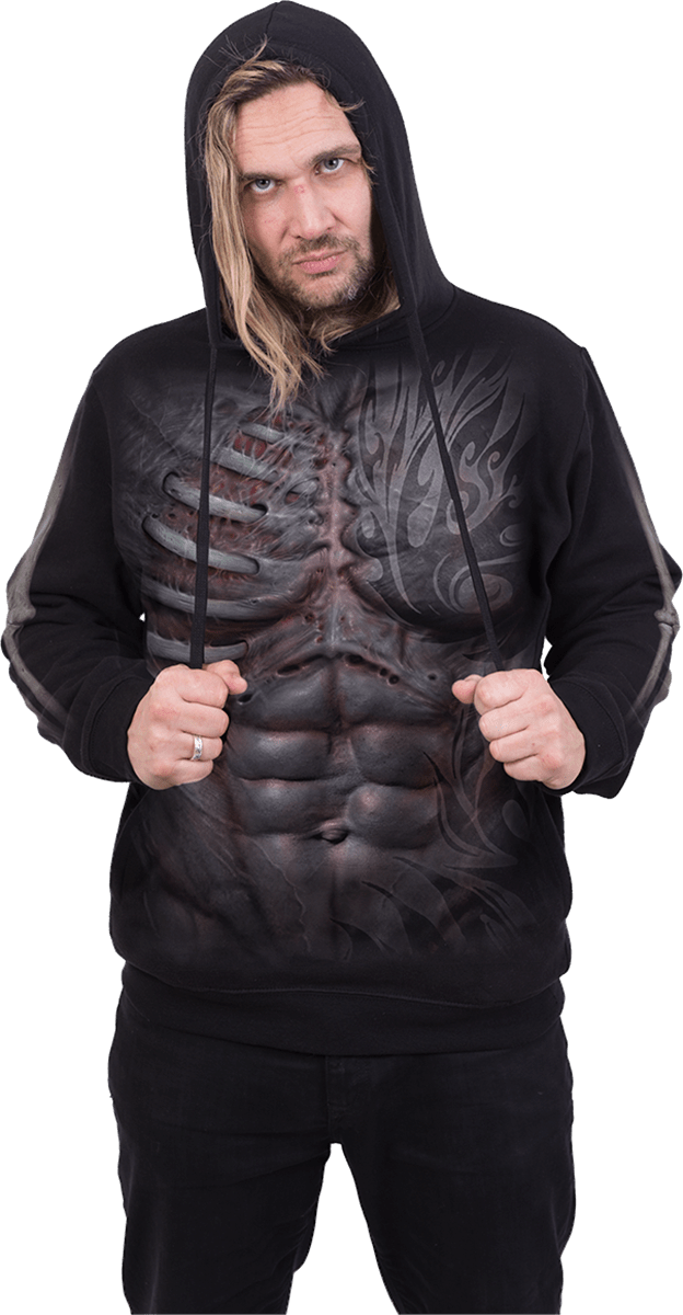 RIPPED - Side Pocket Hoody Black Spiral USA