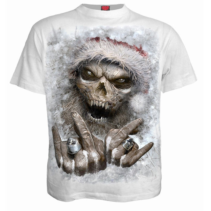 ROCK SANTA - T-Shirt White Spiral USA