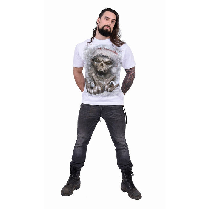 ROCK SANTA - T-Shirt White Spiral USA