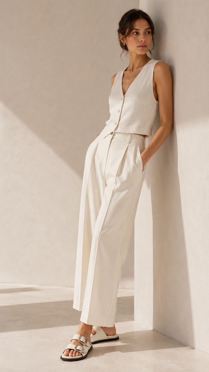 Sandalo Adry off-white con doppia fascia e fibbie - vegan