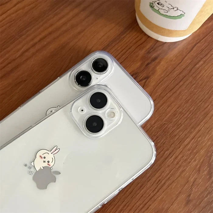 Sanrio usagi chiikawa Hug Apple Clear Phone Case For iPhone PhoneShells
