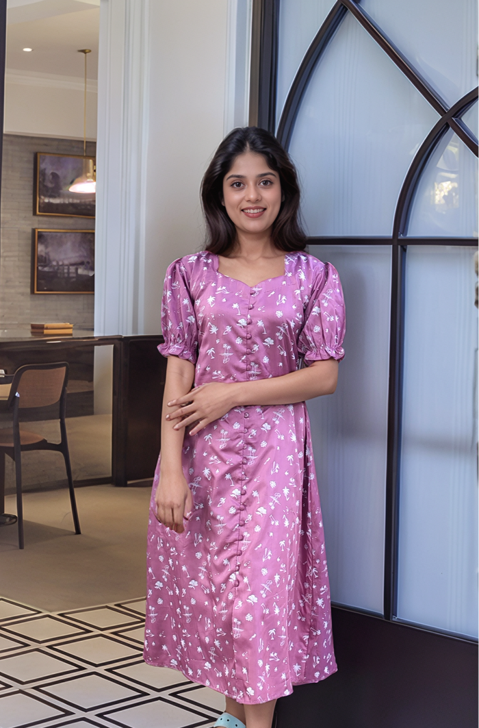 Satin crepe Aline kurti/dress in onion pink shade MBS- 572 *** ready to dispatch *** **last piece clearance sale**