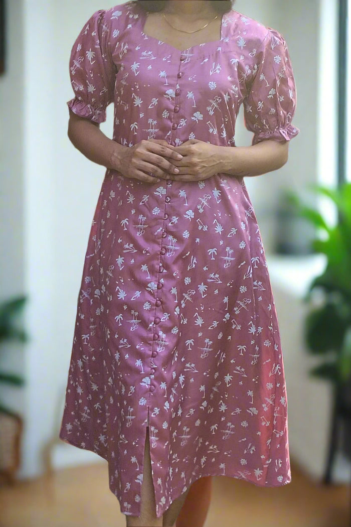 Satin crepe Aline kurti/dress in onion pink shade MBS- 572 *** ready to dispatch *** **last piece clearance sale**