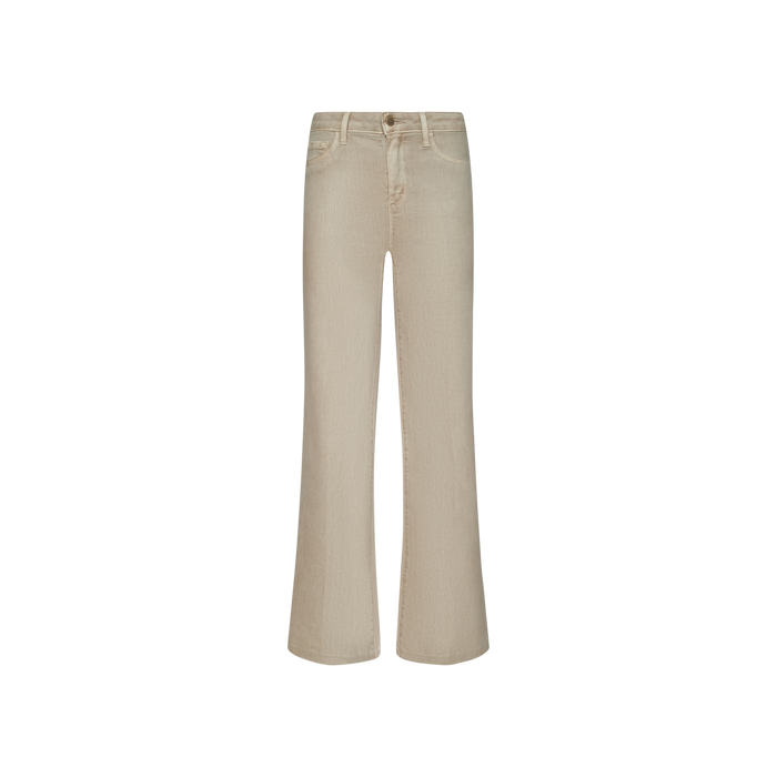 Scottie Coated Wide-Leg Jean in beige, featuring a wide-leg silhouette, classic five-pocket design, and button-and-zip closure, displayed on a white background.