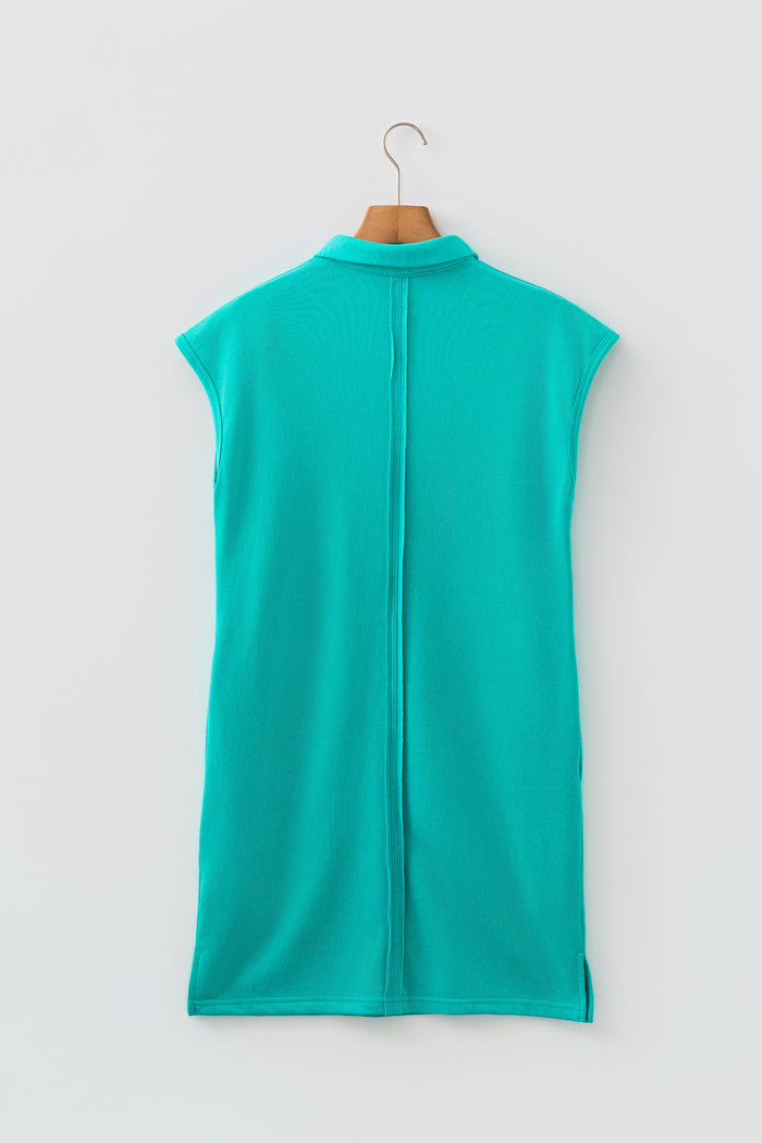 Sea Green Relaxed Fit Polo T Shirt Dress Shewin