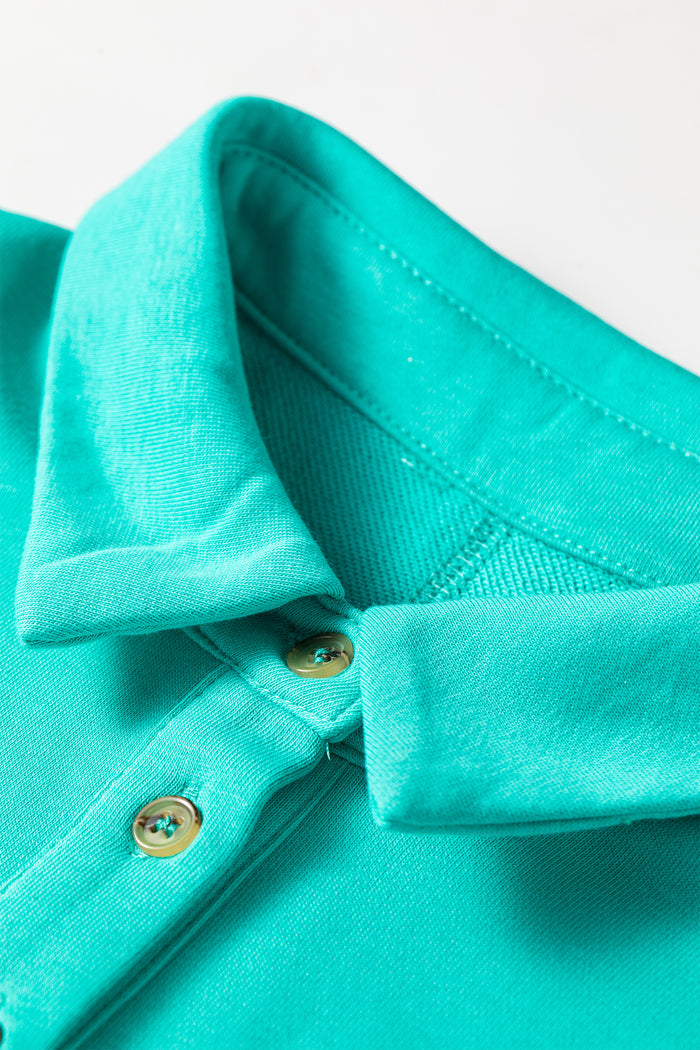 Sea Green Relaxed Fit Polo T Shirt Dress Shewin