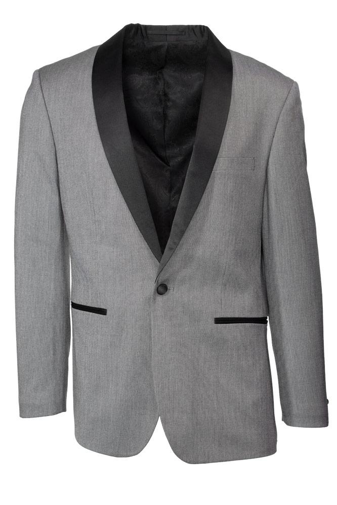 "Sebastian" Grey Pindot Tuxedo Jacket Shawl (Separates) Tux-USA
