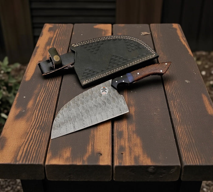 Serbian Styled Marine Master Cleaver-Handmade Damascus Steel Cleaver Knife cskforged