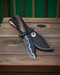 ShadowForge Black Blade Handmade Hunting Knife with Wenge Wood Grain Handle cskforged