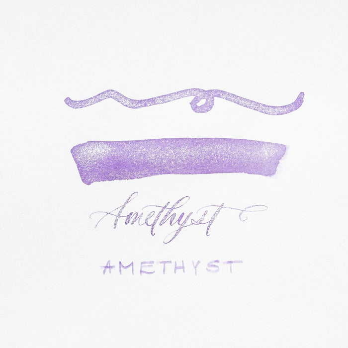 Swatch of Amethyst purple shimmer fountain pen ink