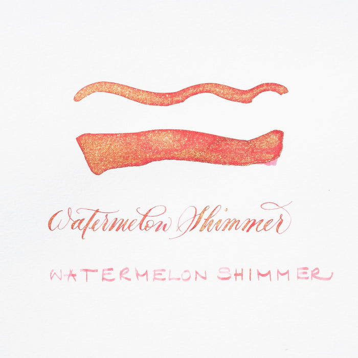 Swatch of Watermelon pink shimmer fountain pen ink